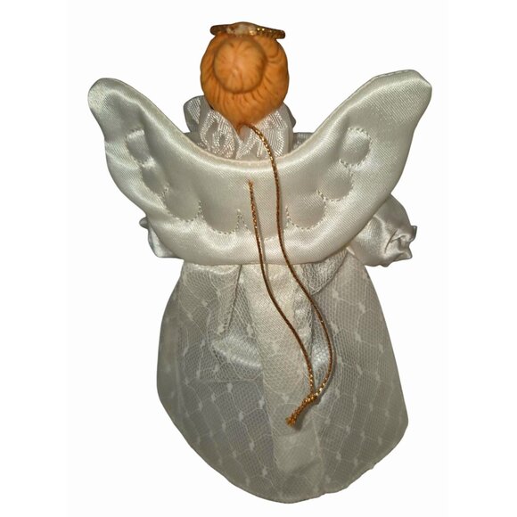 Vintage Ceramic & Fabric Angel Figurines Set - Glitter Wings Cloud Base - Home D - Picture 8 of 10
